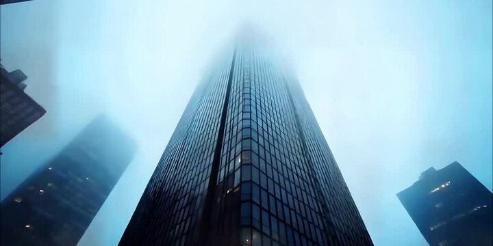 fog, cityscape, misty, city, skyscraper, architecture, sky, modern, building, morning, skyline, perspective