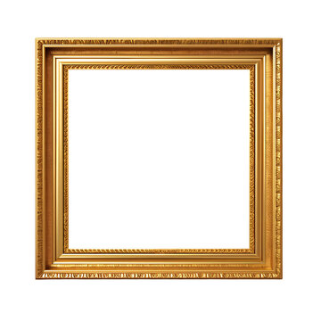 Eleganter quadratischer goldener Rahmen mit detaillierten Verzierungen, perfekt f&uuml;r klassische Kunst oder elegante Bilder. Die Textur und das Design des Rahmens verleihen ihm einen luxuri&ouml;sen Look.
