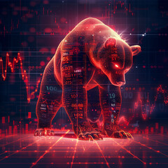 Bear Market Illustration Declining Stock Prices and Investor Caution in Finance