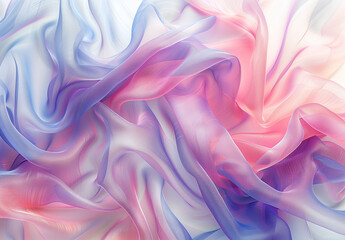 Soft Translucent Fabric Waves in Pastel Pink and Blue with a Dreamy Flowing Texture