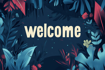 A welcoming flat art style banner featuring the word "WELCOME" isolated in the center
