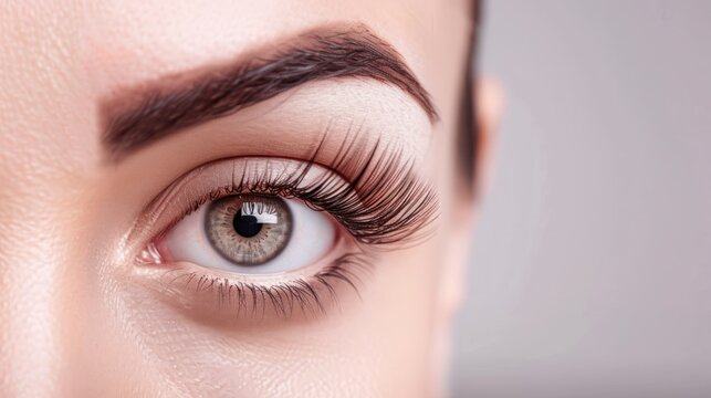 Close-up of a Woman's Eye with Long Eyelashes