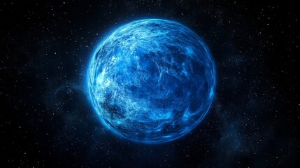 Fototapeta premium Blue Glowing Planet in Space
