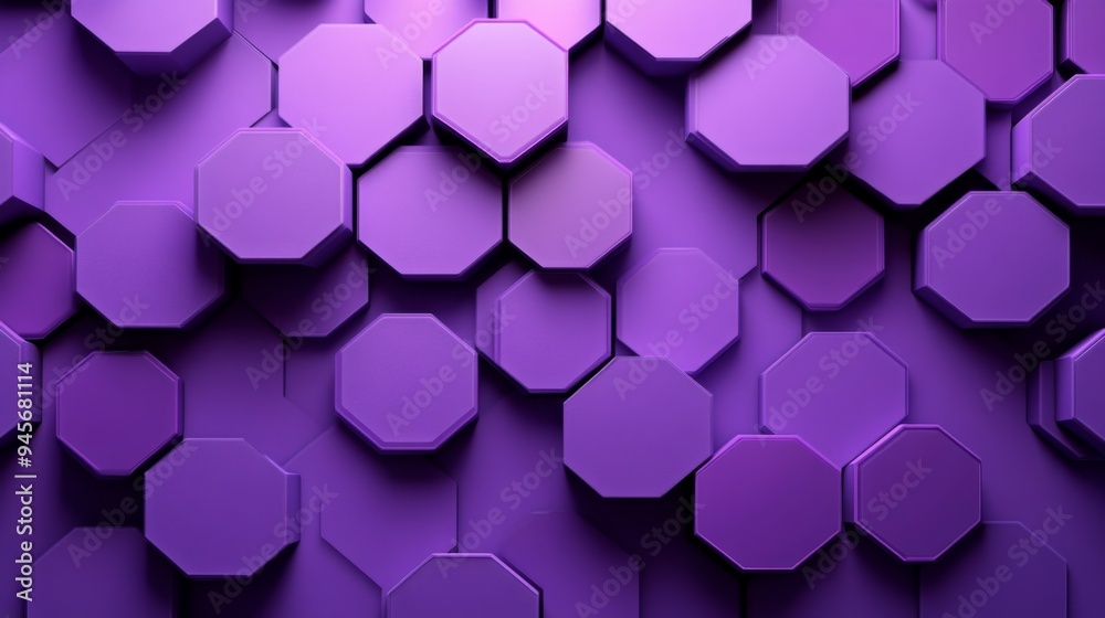 Poster Purple Hexagonal Geometric Pattern