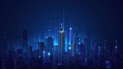 Obraz premium Futuristic Cityscape: A Vision of Digital Connectivity