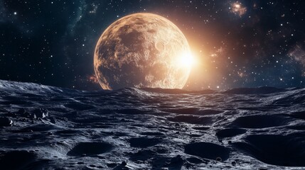 Stunning Cosmic Sunrise Over Moon's Surface