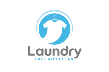 Laundry logo design template. Washing clothes icon design for laundry logo