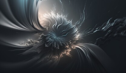 Naklejka premium Abstract close-up of flowing textures illuminated by warm light in a dark, surreal environment