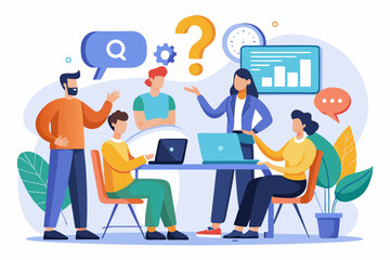 Q and A, question and answers, FAQ frequently asked question, information or solution to solve problem, resolution or advice concept, business people working on dialog with question and answer.
