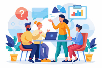 Q and A, question and answers, FAQ frequently asked question, information or solution to solve problem, resolution or advice concept, business people working on dialog with question and answer.
