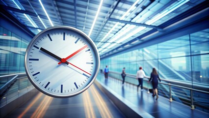 A blurred clock face in the background with a sharp red line crossing diagonally, symbolizing time management, productivity, and prioritization in a busy modern lifestyle.