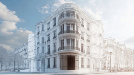 Fototapeta premium Architectural transition between drawing and reality