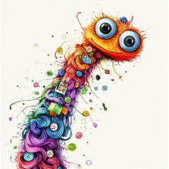 Fototapeta premium Colorful Yarn Monster.