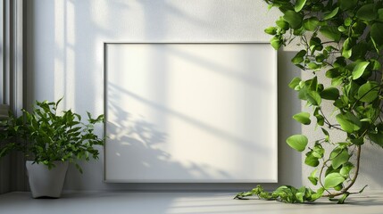 Blank Canvas in Sunlit Room