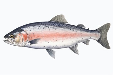 Obraz premium Salmon fish animal trout white background.