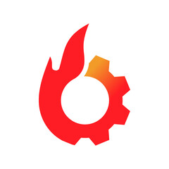 Fire and Gear For Industrial Logo Design Vector