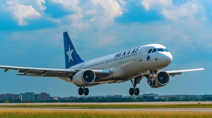 Obraz premium Airplane taking off from a runway