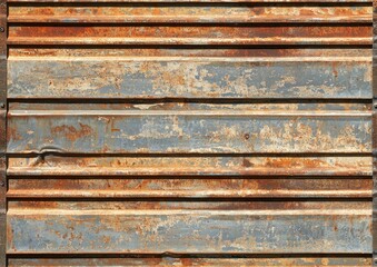 Rusty corrugated metal wall with weathered texture Generative AI