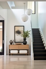 Entryway architecture furniture staircase.