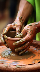 The Artistry of Glazing: Meticulous Hands Breathing Life into a Pottery Creation