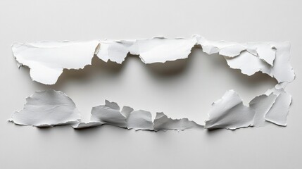 Torn White Paper Edges on White Background
