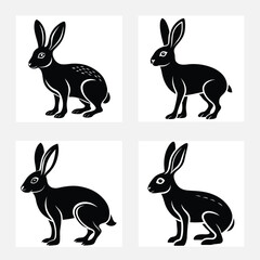  Hare stands silhouette vector illustration