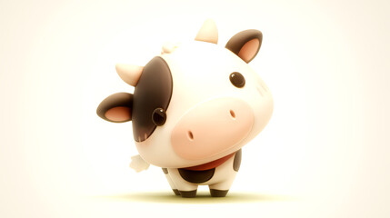 Cute cartoon cow isolated on white background. 3D illustration.