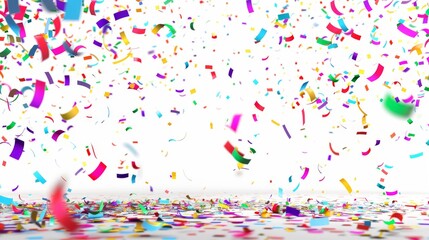 Fototapeta premium Colorful Confetti Falling on White Background.
