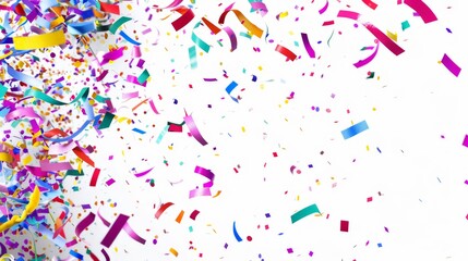 Colorful Confetti Falling on White Background.