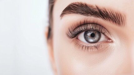 Obraz premium Close-up of an Eye with Long Eyelashes