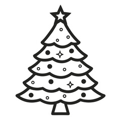 Fototapeta premium Decorated Christmas Tree Shilhouette Vector png isolated on white background