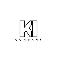 Letter K and I, KI logo design template. Minimal monogram initial based logotype.