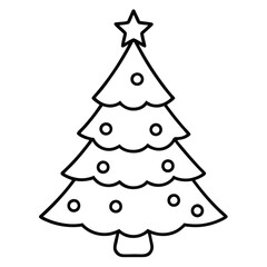 Fototapeta premium Decorated Christmas Tree Shilhouette Vector png isolated on white background