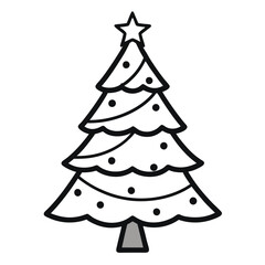 Decorated Christmas Tree Shilhouette Vector png isolated on white background