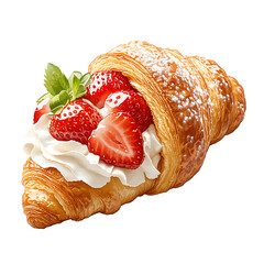 Strawberry Cream Croissant - AI-Generated High-Resolution Pastry Image