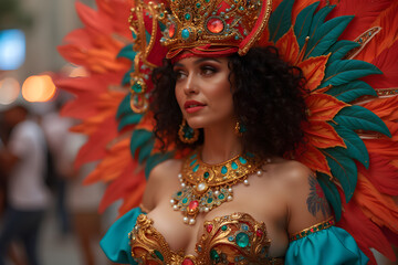 portrait of a woman at the rio de janerio carnival