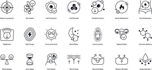 Woman Health Wellness and Beauty icon set