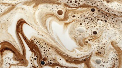 Fototapeta premium Close-up of Swirling Coffee Foam with Bubbles