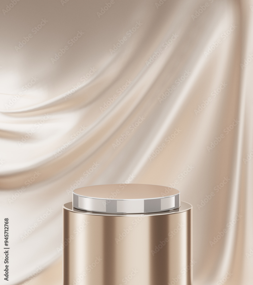 Leinwandbilder luxury fabric podium background 3d platform stage product display empty pedestal abstract scene cosm