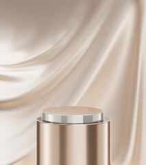 Luxury fabric podium background 3d platform stage product display empty pedestal abstract scene...