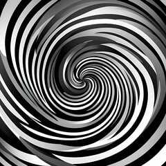 A swirling pattern of black and white spiral. Illustration concept. Generative AI.