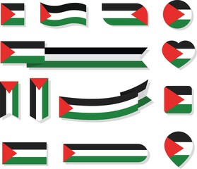 Palestinian flag collection with different shapes