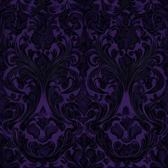 Elegant purple damask pattern with intricate design elements.