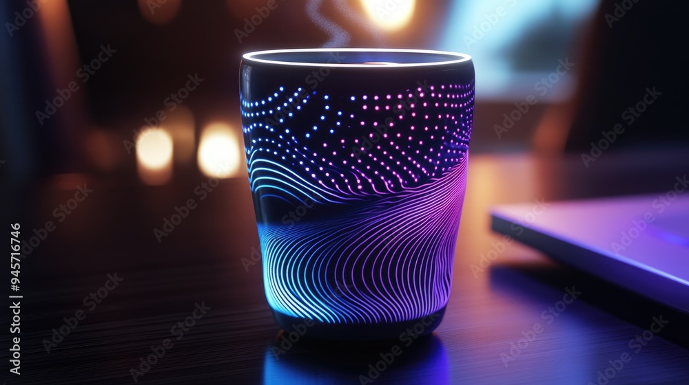 Wall mural illuminated cup with abstract pattern