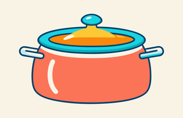 Cooking pot with soup stock illustration