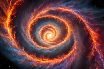 A background of flames forming a spiral pattern with vibrant colors and intense energy, AI Generated
