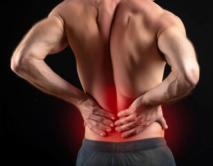 Person holding their back in pain, illustrating discomfort, injury, and medical concern.