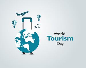 World Tourism Day. 27 September. Holiday concept. Template for background with banner, poster and card. Vector illustration. 