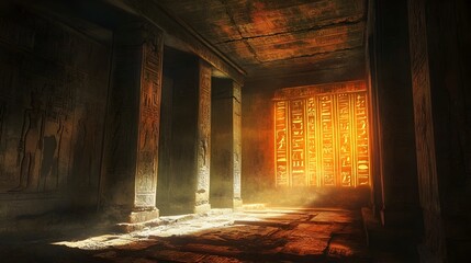 Illuminated Hieroglyphs in an Ancient Egyptian Tomb Unraveling Timeless Mysteries