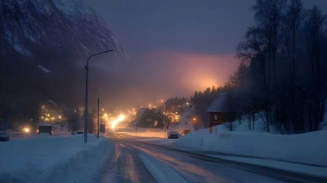 Mesmerizing Nighttime Landscape with Mysterious Lights in Hessdalen Valley Norway